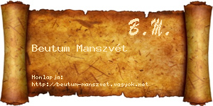 Beutum Manszvét névjegykártya